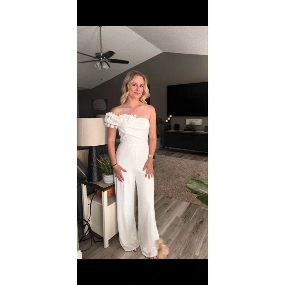 Lulus off the shoulder white jumpsuit